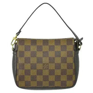 Louis Vuitton LV Trousse Makeup Damier Pouch Canvas Leather Ebene Brown